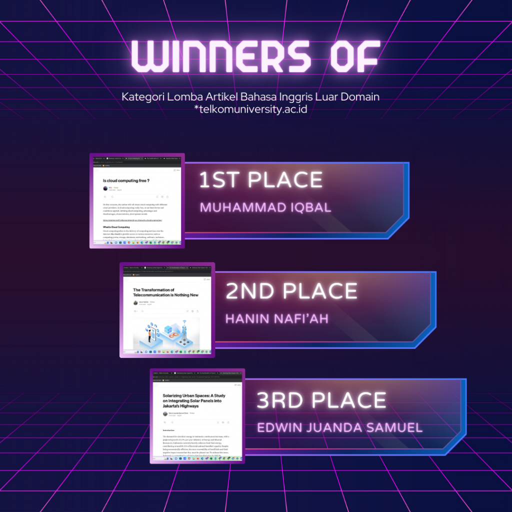 pemenang Kategori Lomba Artikel Bahasa Inggris Luar Domain telkomuniversity.ac.id