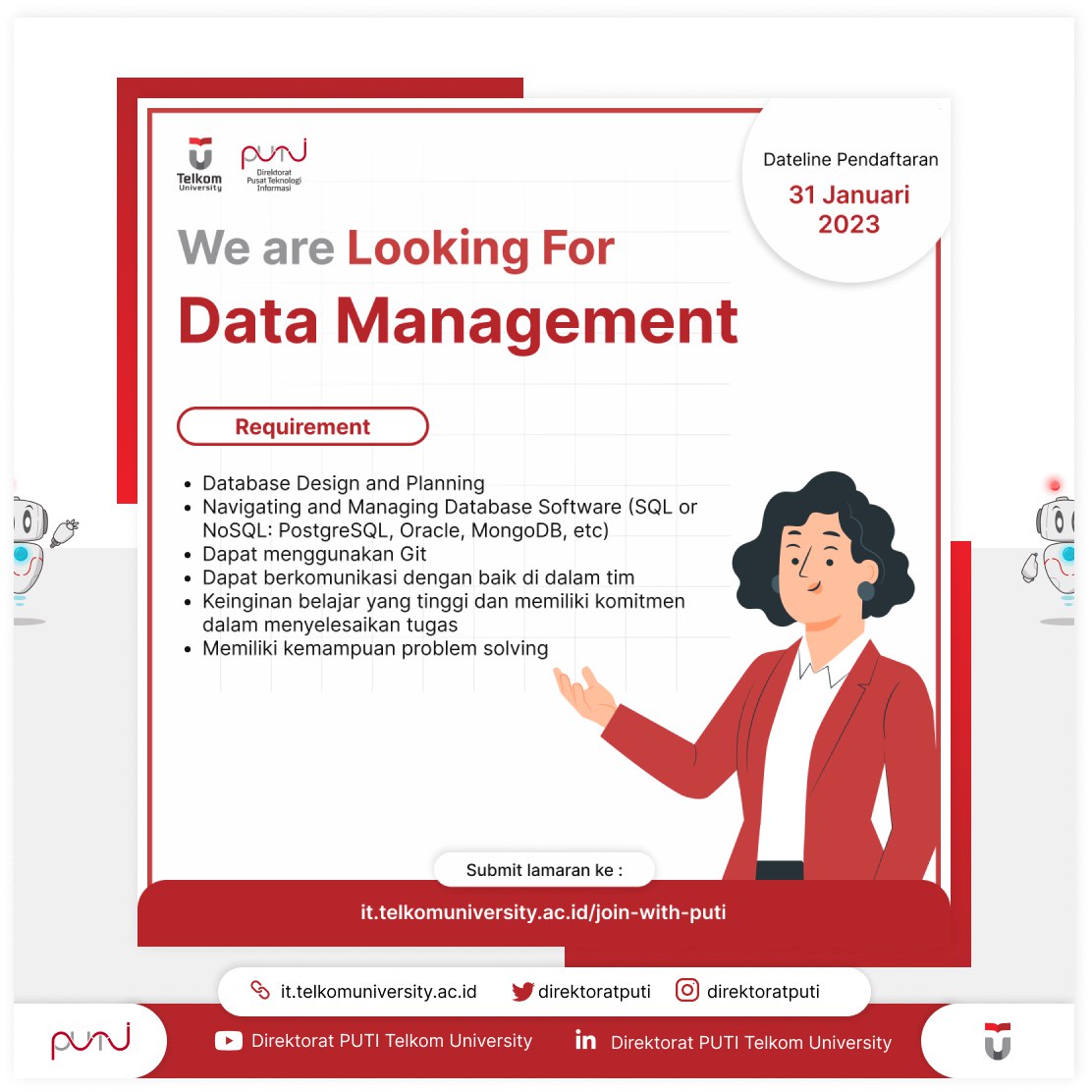 Lowongan Kerja Telkom University Posisi Data Management
