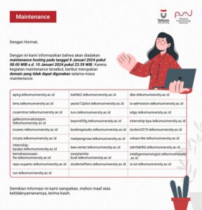 Maintenance Hosting Website Subdomain Telkom University