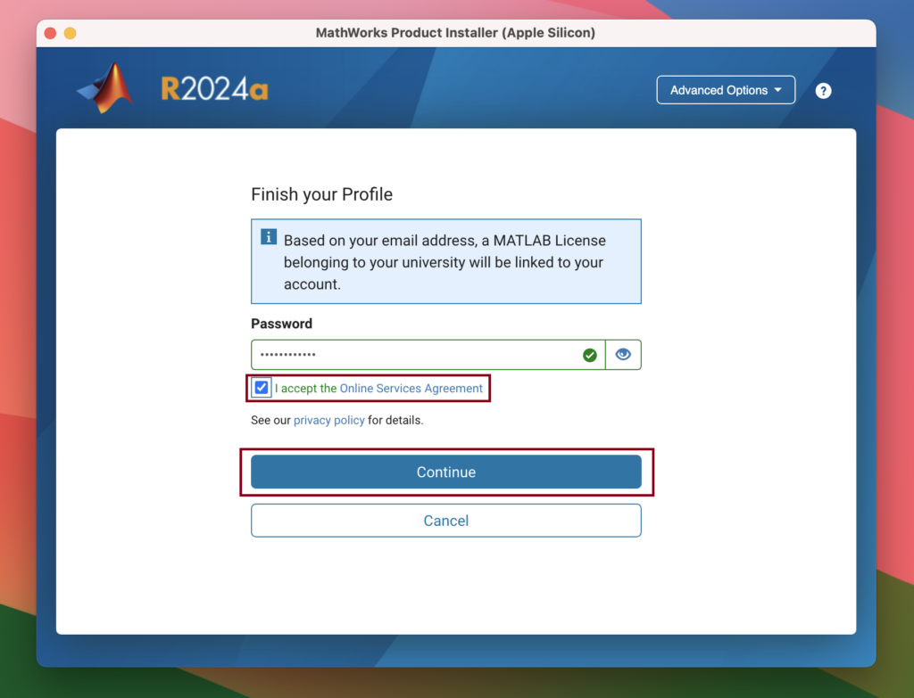 Install Matlab Create Password 1