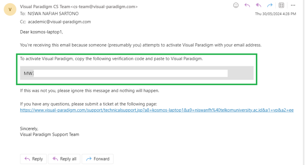 Install Visual Paradigm Academic License Verification Email 1