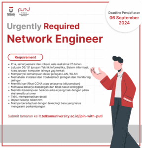 Lowongan Pekerjaan Telkom University Network Engineer September 2024