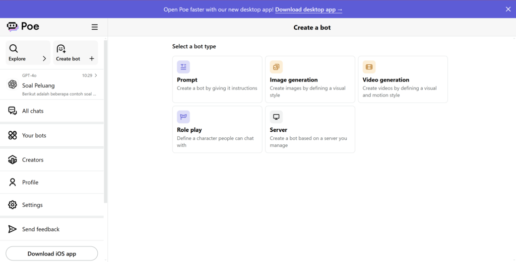 Create Bot Poe AI