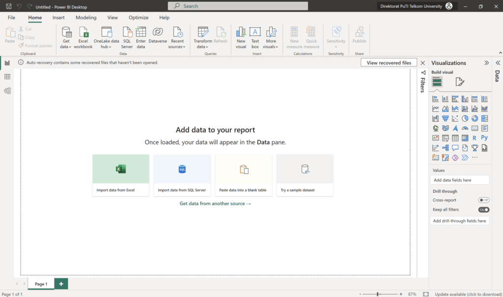 Microsoft Power BI yang Telah Login