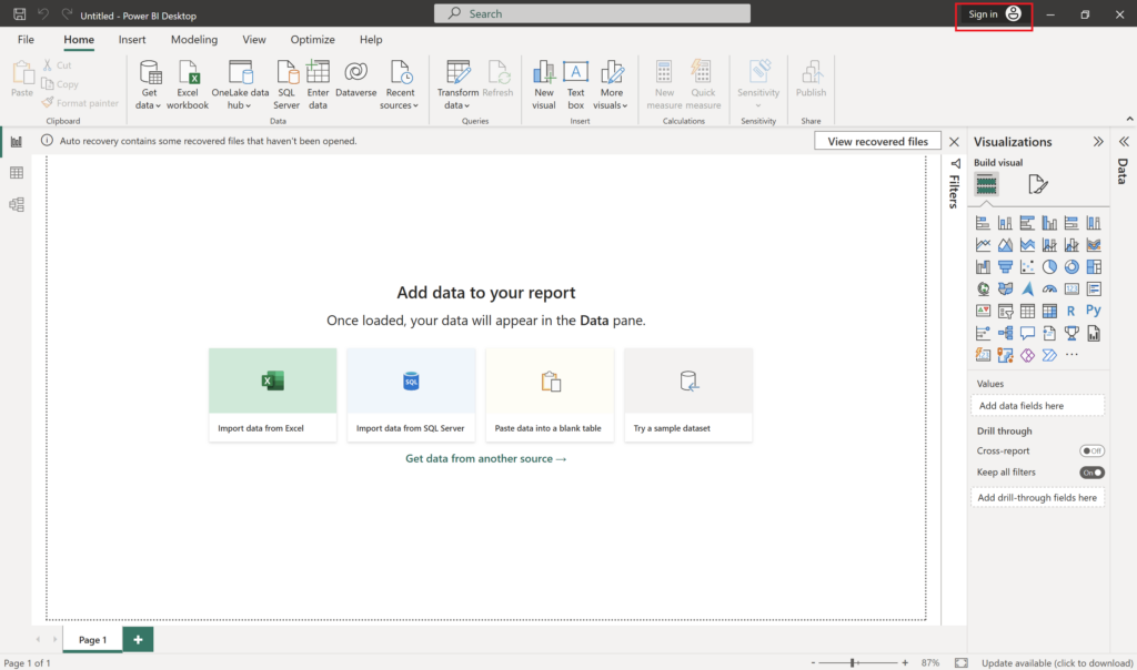 Sign in Akun Microsoft di Power BI