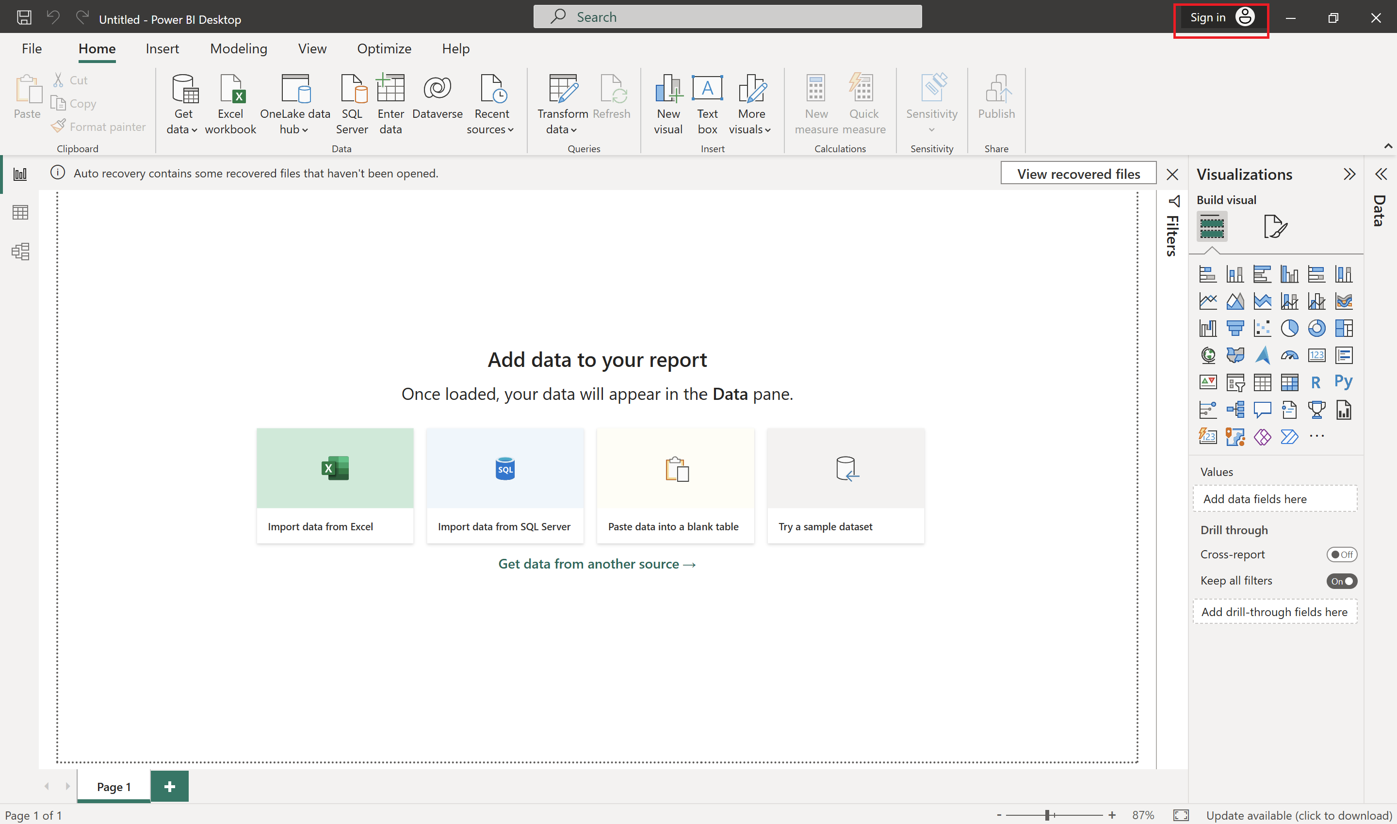 Sign in Akun Microsoft di Power BI