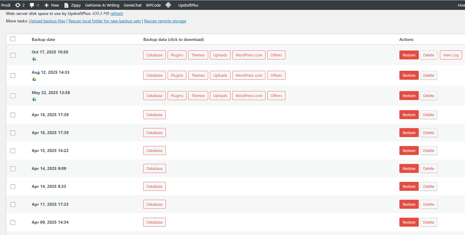 Cara Restore Website Menggunakan Plugin UpdraftPlus