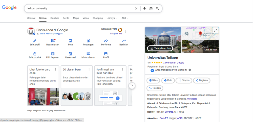 Google My Business Telkom University