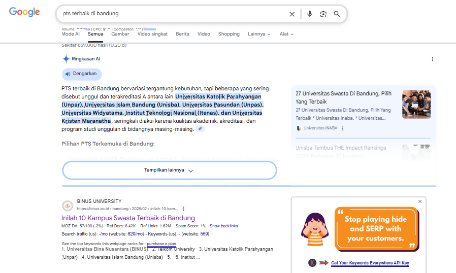 Google Search Results for Local SEO