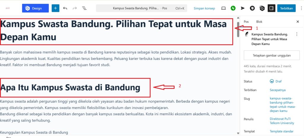 Struktur konten yang direkomendasikan
