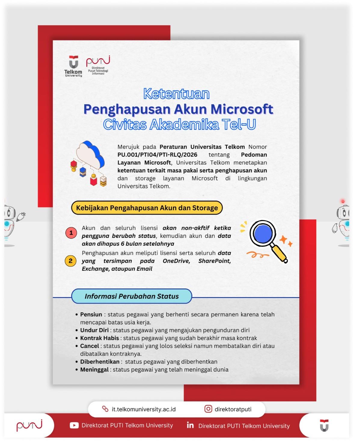 Kebijakan Penghapusan Akun Microsoft Telkom University