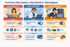Perbedaan Data Analyst, Data Scientist, dan Data Engineer