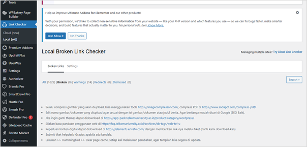 pilih menu broken link