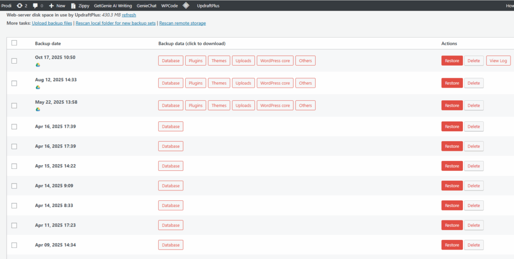 Cara Restore WordPress Menggunakan Plugin UpdraftPlus